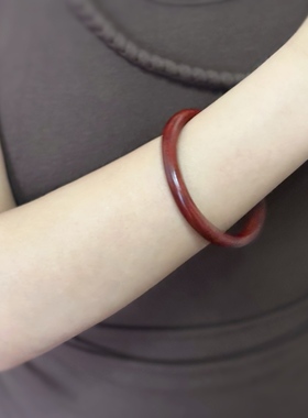 天然檀木手镯实心绿檀