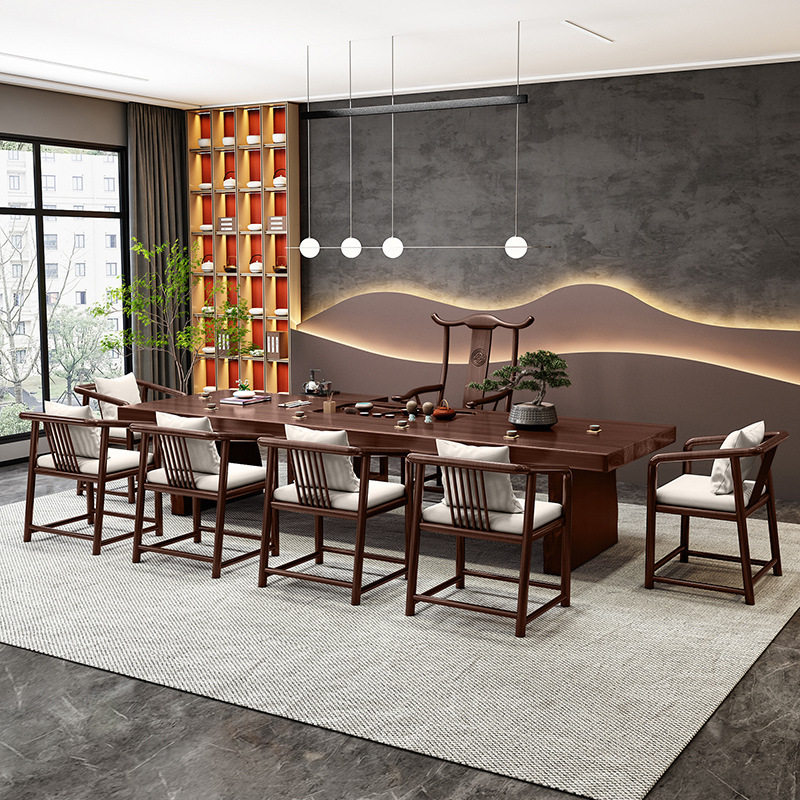 新中式实木茶桌古典韵味办公室实木茶桌茶艺室泡茶桌椅组合,淘宝优惠券,粉丝福利购,淘宝优惠卷