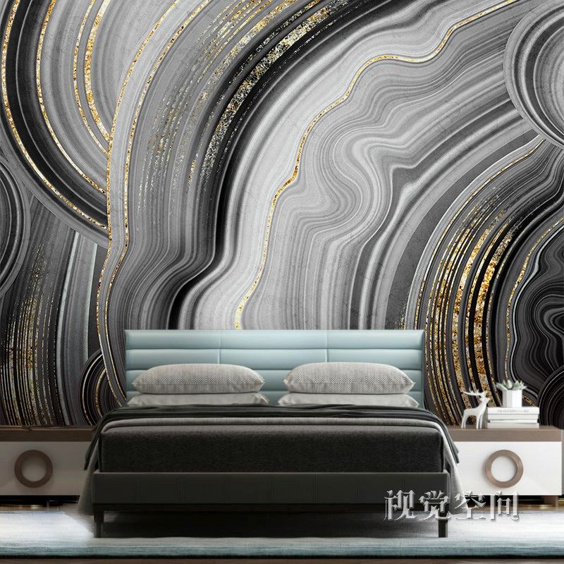 北欧抽象油画大理石纹壁纸创意客厅电视背景墙纸黑色纹理烫金壁画,淘宝优惠券,粉丝福利购,淘宝优惠卷