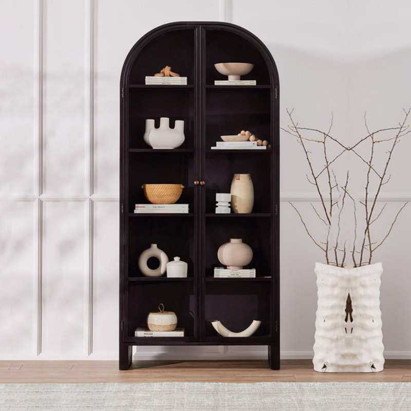 美式简约实木书柜客厅轻奢现代展示柜拱形储物柜墙边装饰柜全实木,淘宝优惠券,粉丝福利购,淘宝优惠卷