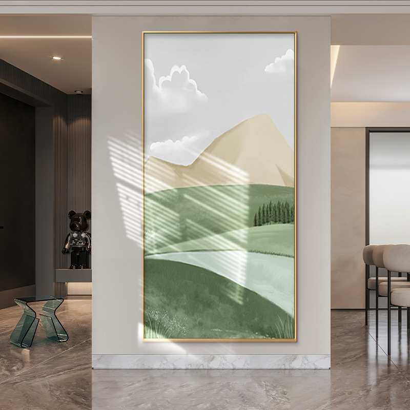侘寂风玄关装饰画 山水入户过道挂画ins风北欧绿色墙壁画大气,淘宝优惠券,粉丝福利购,淘宝优惠卷