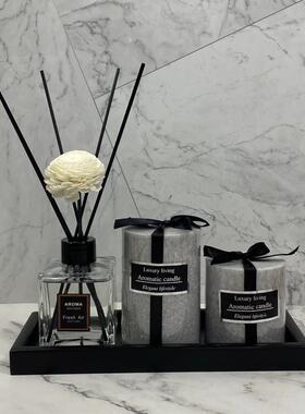 卫生间软装搭配套装样板房陶瓷卫浴展厅样板间装饰品托盘组合摆件