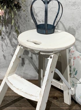 欧式新款花园梯子双层花梯u花台家居小椅子阳台折叠花架花园杂货