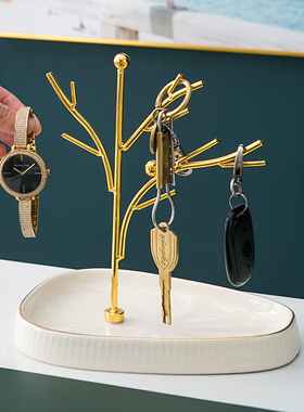 门口玄关钥匙收纳盒创意摆件首饰置物H架梳妆台化妆品口红收纳轻