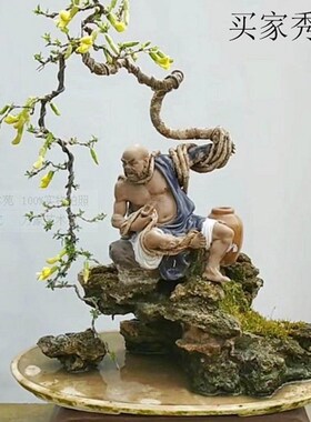 鲁智深陶瓷摆件倒拔垂杨柳家居盆景盆栽假山O造景搭配水浒传人物