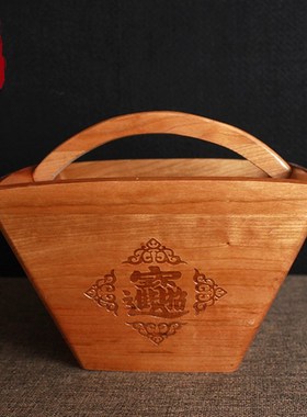 桃木斗摆b件老式实木米斗米升子客厅结婚斗木雕家用工艺品开业礼