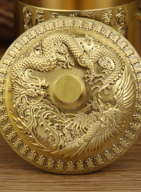 黄铜水杯茶杯办公n家居桌面创意收藏铜器礼品小摆件金属工艺品