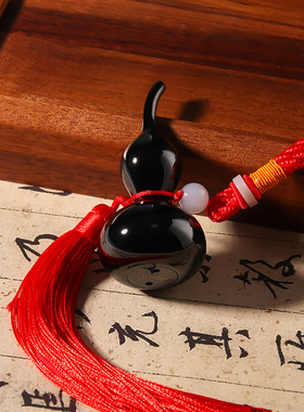 铜葫芦挂件黑色开口空心纯铜摆件客厅装饰工艺品办W公室吉祥挂饰