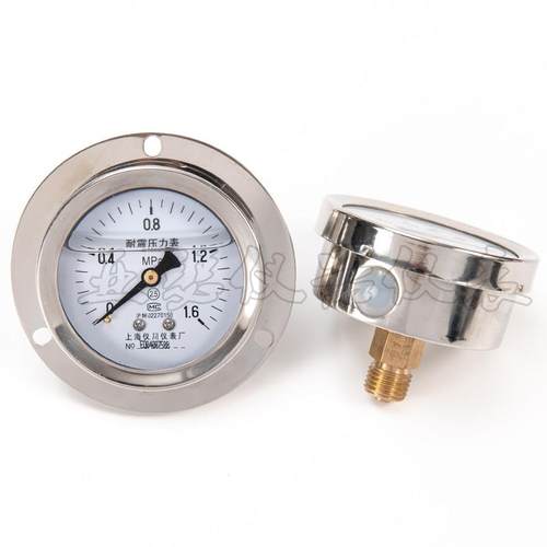 轴向带前边耐震压力表 YN-60ZT 0.6/1/1.6Mpa 液压油压表 抗震表 - 图0
