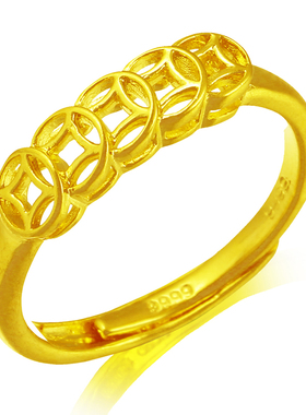 戒指女款招财进宝纯金首饰