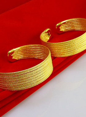 不掉色开口时尚风黄金手镯