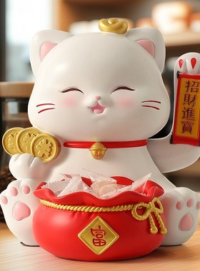 创意喜庆自动招手招财猫摆件店铺收银台电动摇手装饰开业大吉礼物