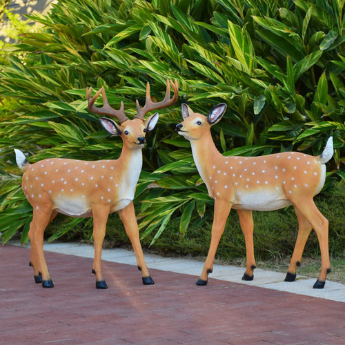 玻璃钢动物雕塑仿真梅花鹿摆件户外园林景观小品庭院草坪花园装饰 - 图1