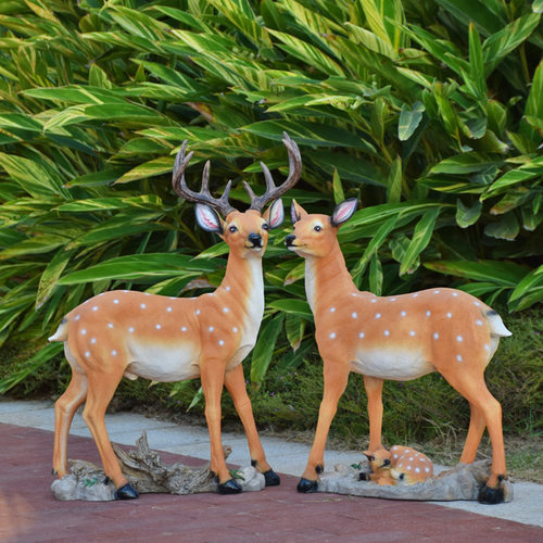 玻璃钢动物雕塑仿真梅花鹿摆件户外园林景观小品庭院草坪花园装饰 - 图2