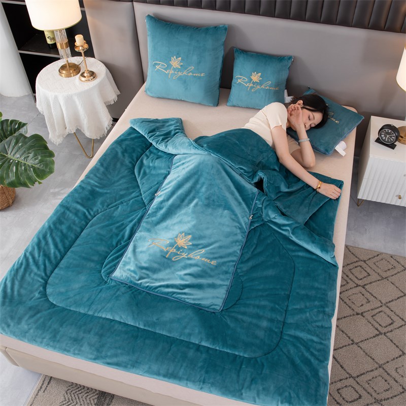 A类婴儿绒8斤抱枕被子靠垫两用加厚冬季双面绒车载办公室午休加大 - 图1