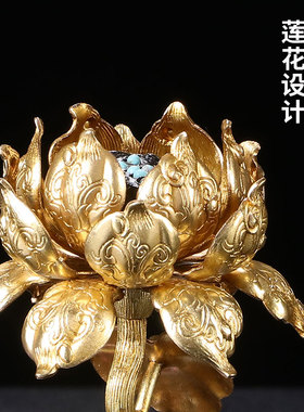慧宝朵玛食子酥油花m纯铜密宗佛前八供摆件鎏金食子朵玛彩珠镶嵌
