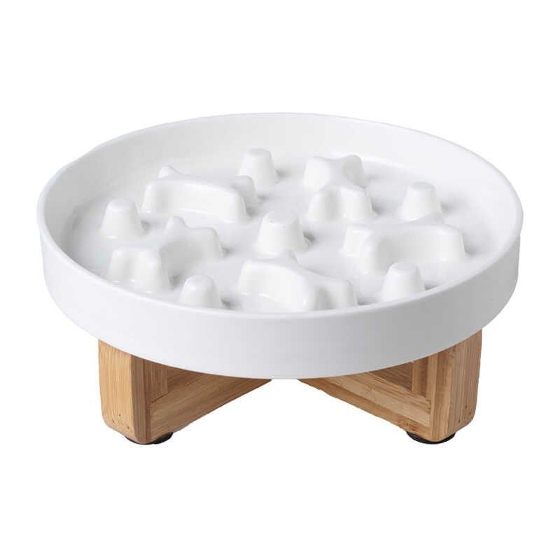 快速发货宠物慢j食碗陶瓷大口径缓食盆加高木架护颈饭盆猫咪零食,淘宝优惠券,粉丝福利购,淘宝优惠卷