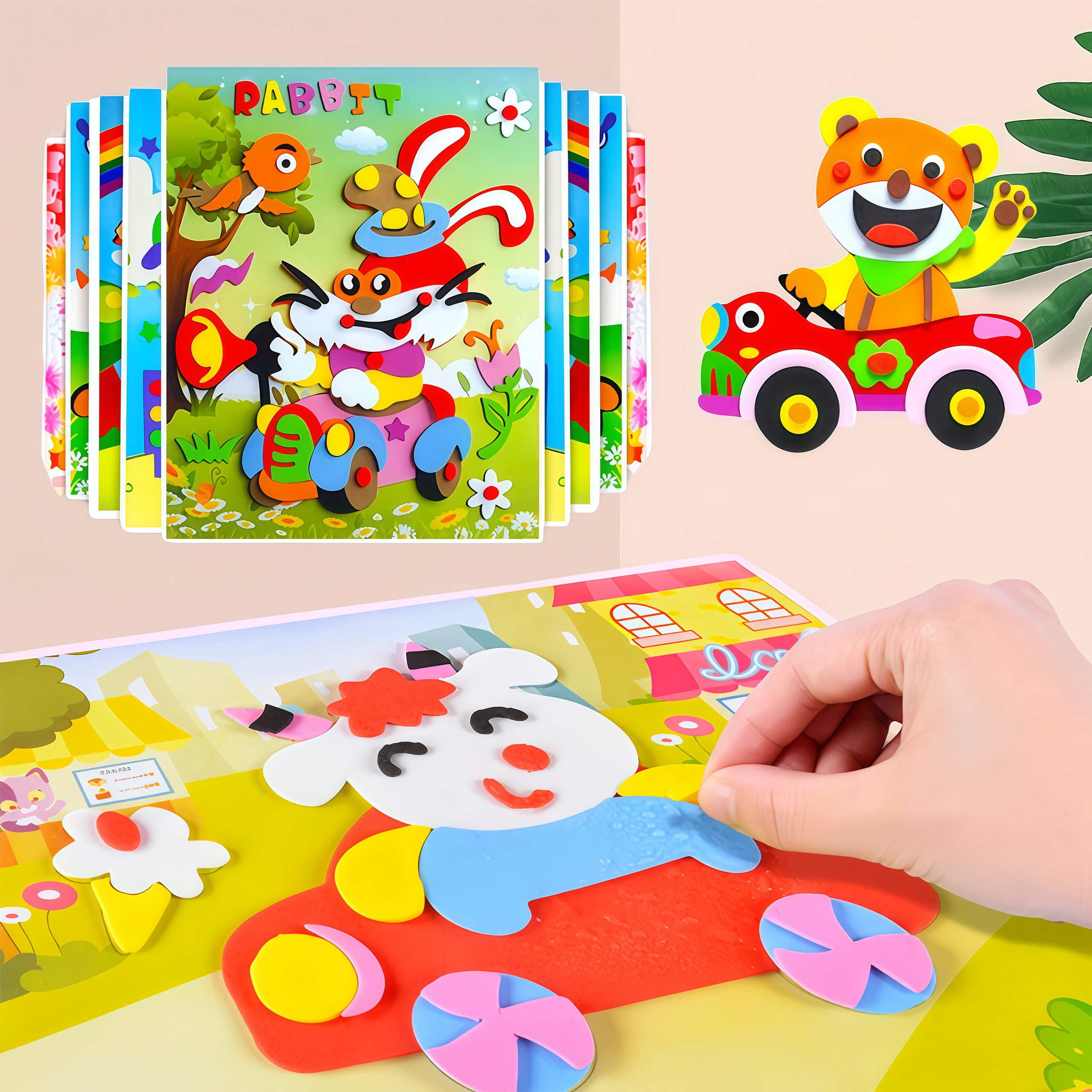 儿童立体贴纸幼儿园手工制作材料包EVA立体3D贴画学生DIY益智玩具,淘宝优惠券,粉丝福利购,淘宝优惠卷