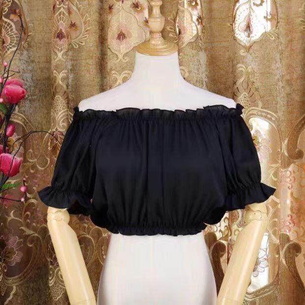 原创lolita内搭新款一字肩雪纺衫短款T恤闺蜜学生洛丽塔jsk内搭女,淘宝优惠券,粉丝福利购,淘宝优惠卷