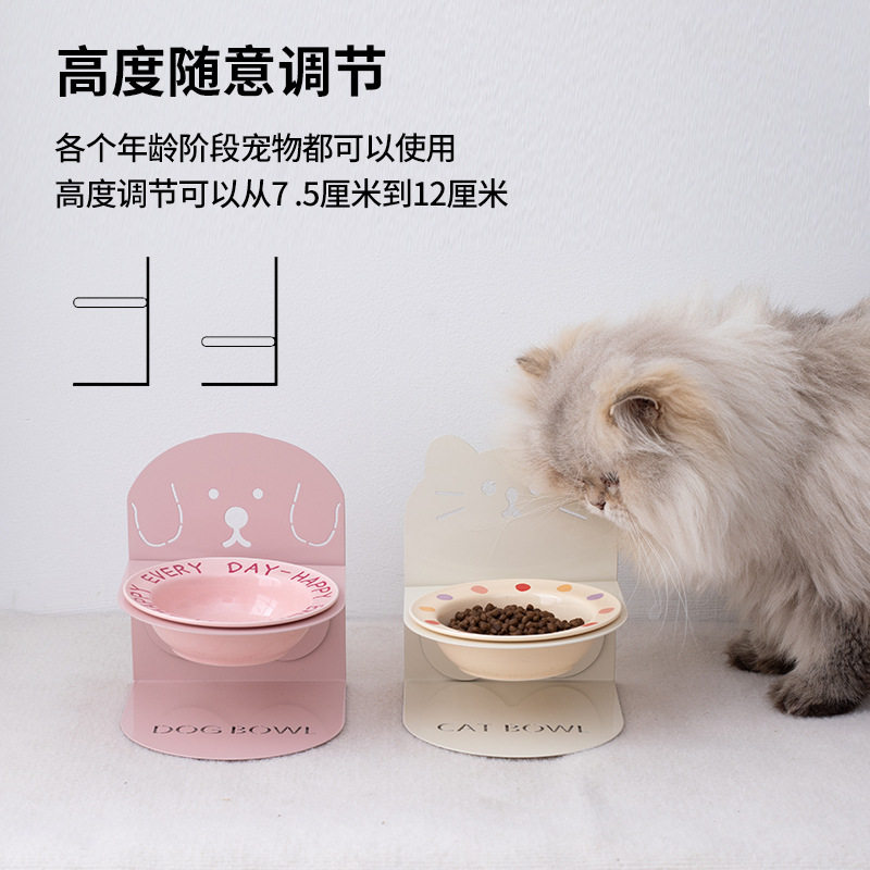 陶瓷高脚碗磁吸可拆宠物猫咪碗猫狗碗护颈椎防打翻粮食饮水斜碗,淘宝优惠券,粉丝福利购,淘宝优惠卷