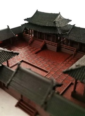 古代亭子装饰 盆景楼阁古亭摆件居室微景观 假山奇V石仿茅草亭装