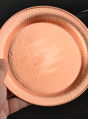 藏传纯红铜供盘手工敲花纹供A奉净水杯八供杯碗供水碟平底果盘