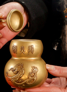 铜避火龙瓶子厨房西北角乾位化解火烧天门O泻火龙开盖铜葫芦摆件