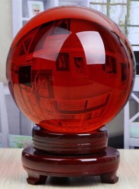 黄色水晶球摆件白紫红透明圆球玻璃客厅玄关开业家居装饰品摆件