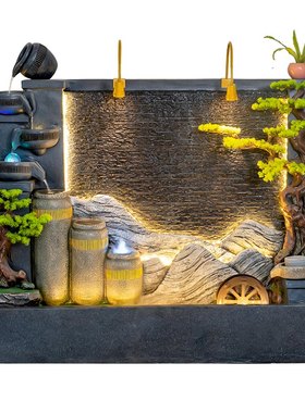 大型水幕墙大厅室内背景假山喷泉生财流I水摆件迎门墙庭院别墅造