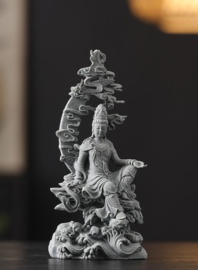 速发青佛石中式人物嫦娥关月观音奔公砂陀桌面茶宠鱼缸造景装饰品