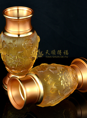 供佛用品全套供奉家用琉璃香炉供水杯供果盘佛前供灯佛具套装摆件