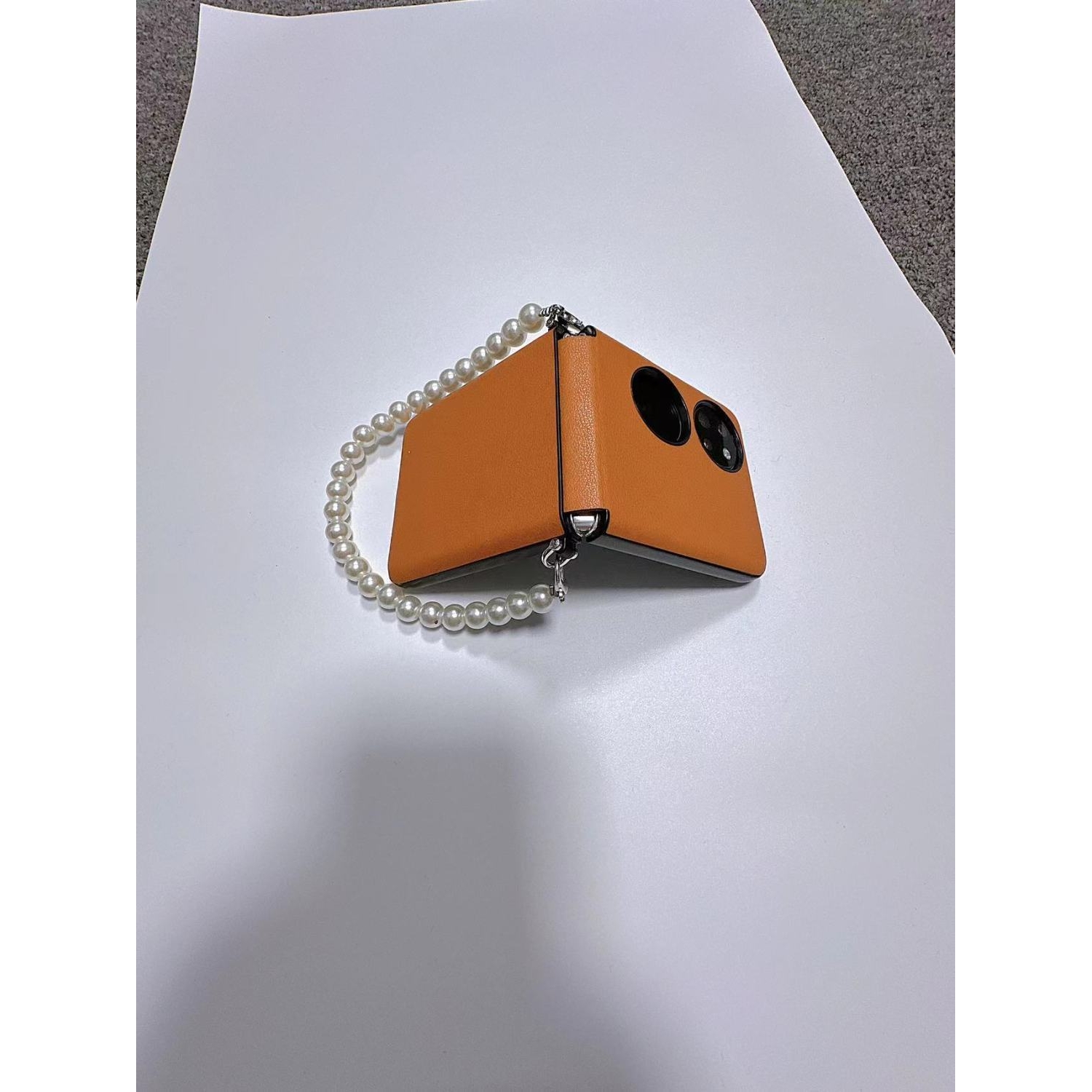 96全包隐藏式铰链棕色适用于华为pocket2手机壳皮质男女款P50pock - 图2