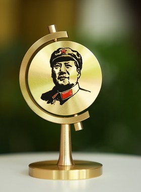 毛爷爷黄铜摆件l桌面个性创意饰品伟人汽车摆设旋转中式礼品