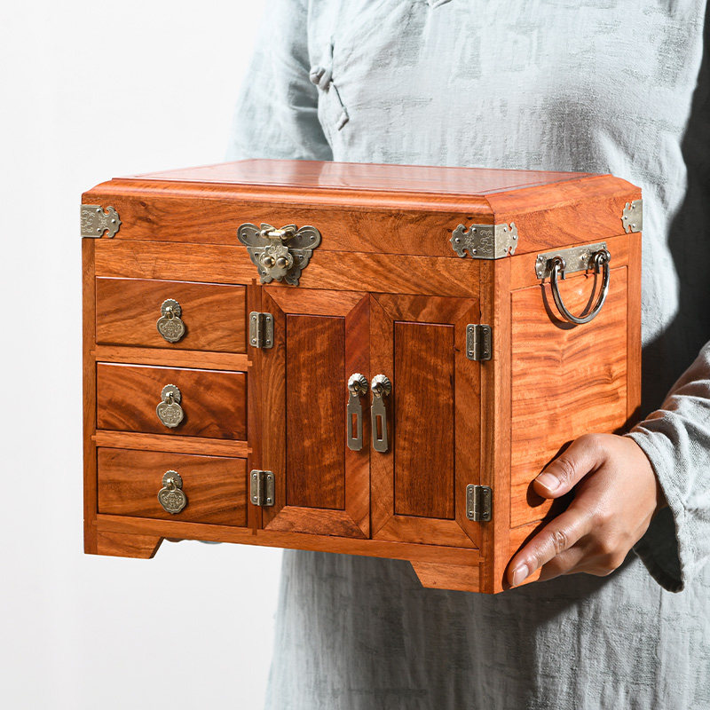 红木首饰盒新款i实木手饰收纳盒紫檀高档珠宝盒订婚结婚中式嫁妆,淘宝优惠券,粉丝福利购,淘宝优惠卷