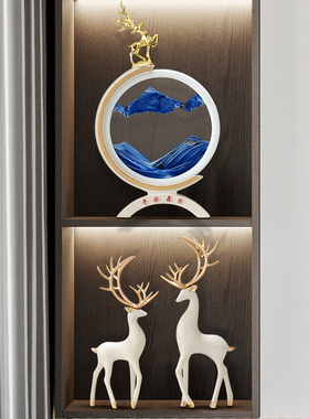 流沙画沙漏暖居摆件客厅s酒柜电视柜鹿装饰品搬家礼物乔迁新居礼