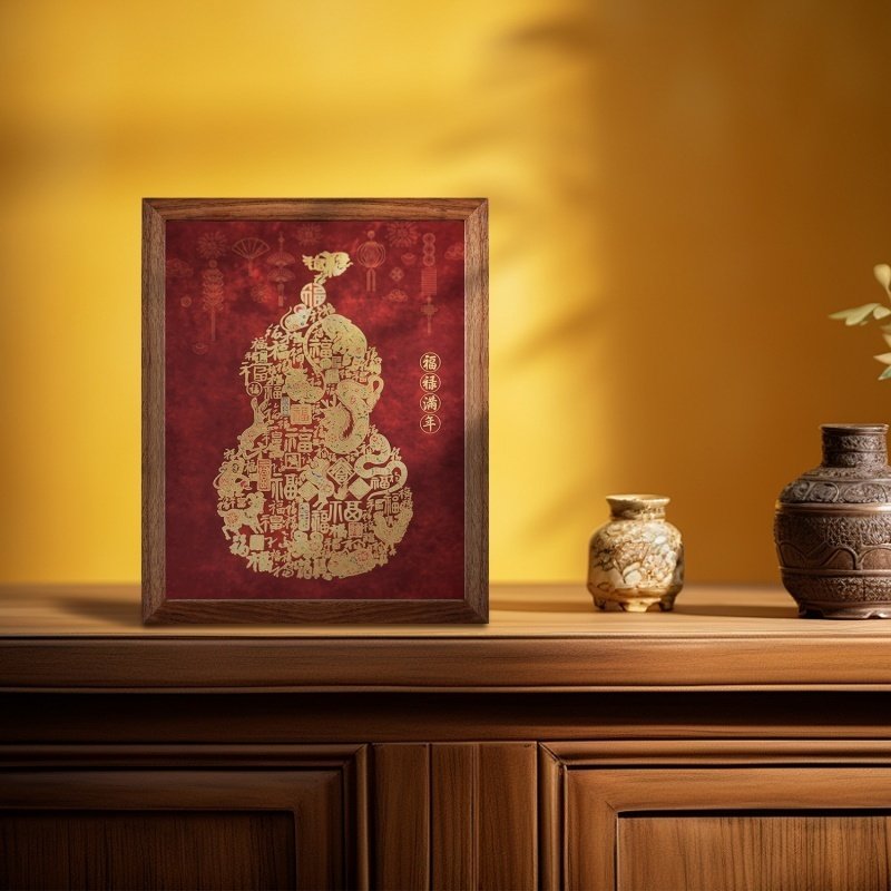 纯铜浮雕鎏金《十二生肖葫芦福》招财福禄桌面摆台相框装饰画摆件,淘宝优惠券,粉丝福利购,淘宝优惠卷