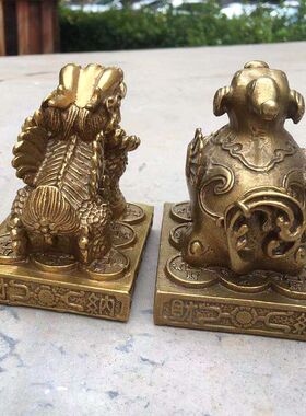 纯铜貔貅单角双角皮休摆件家居客A厅店铺皮丘摆设小号一对装饰礼