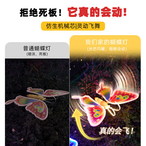 新年装饰庭院灯户外led发光蝴蝶动态防水春节发光草坪灯场景布置 - 图0