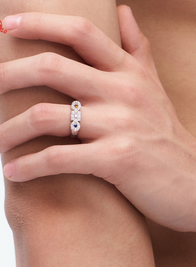 PDR Ripple系列新款多层次几何排钻宝石拉丝戒指指环女妇女节礼物