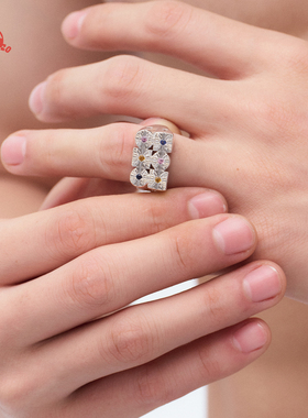 PDRRipple系列两排钻宝石戒指