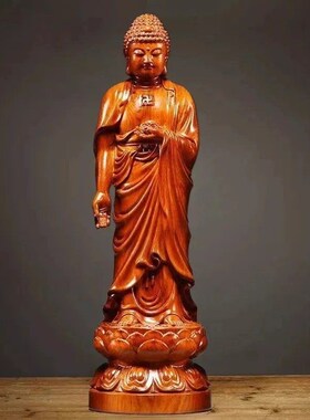 速发木雕摆件释迦牟尼实木艺雕刻佛祖如来佛像阿礼陀佛花梨木工质