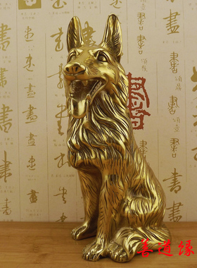 速发特大号纯铜狗铜狗黄铜狼狗招财生肖狗工艺品摆设摆件一对