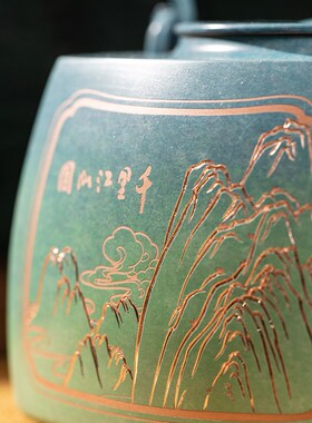 朱炳仁铜 江山如画茶器礼盒套装功夫茶具泡茶壶送人茶礼套装礼物