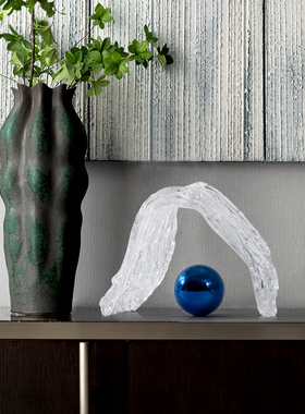 轻奢简约玻璃飘带摆件创意艺术软装D饰品样板间售楼处隔断柜子陈