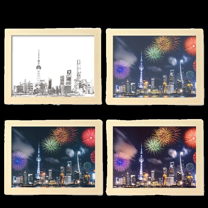 万家灯火风景h相框灯光画岳阳楼创意氛围小夜灯卧室床头装饰画摆,淘宝优惠券,粉丝福利购,淘宝优惠卷