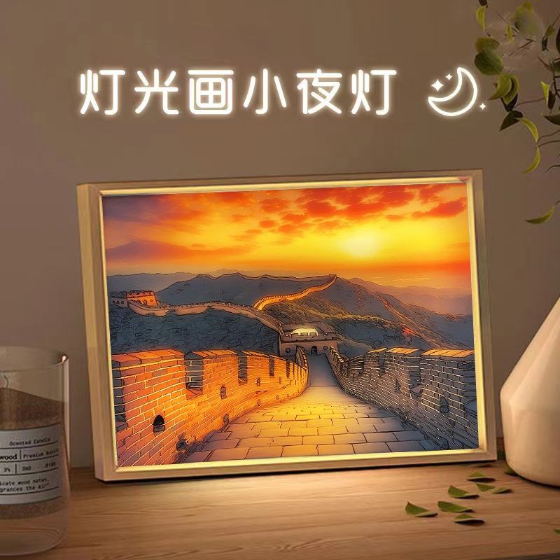 万家灯火风景h相框灯光画岳阳楼创意氛围小夜灯卧室床头装饰画摆,淘宝优惠券,粉丝福利购,淘宝优惠卷