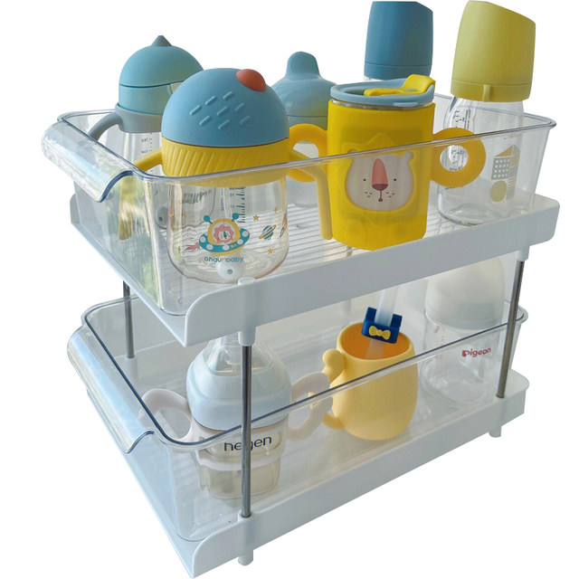 Baby Bottle Storage Box Baby Tableware Food Supplement Tools Double-layer E-cleaning Box Drain Shelf Baby Water Cup Storage Shelf