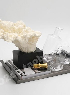 轻奢白色珊瑚水晶摆件家具样板间售楼处酒S店桌面软装饰品