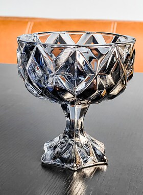 水晶玻璃高脚杯透明酸奶甜品碗水果盘小果盘高端精致高颜值美容院