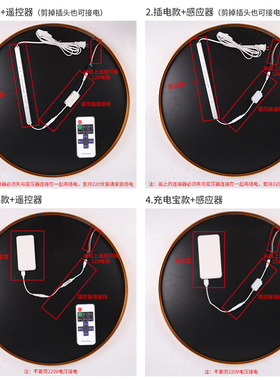 铝合金圆形框LED灯画框月球灯外框新中式发光框装裱带灯框挂墙